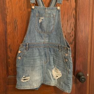 Denim Skirt Overalls
